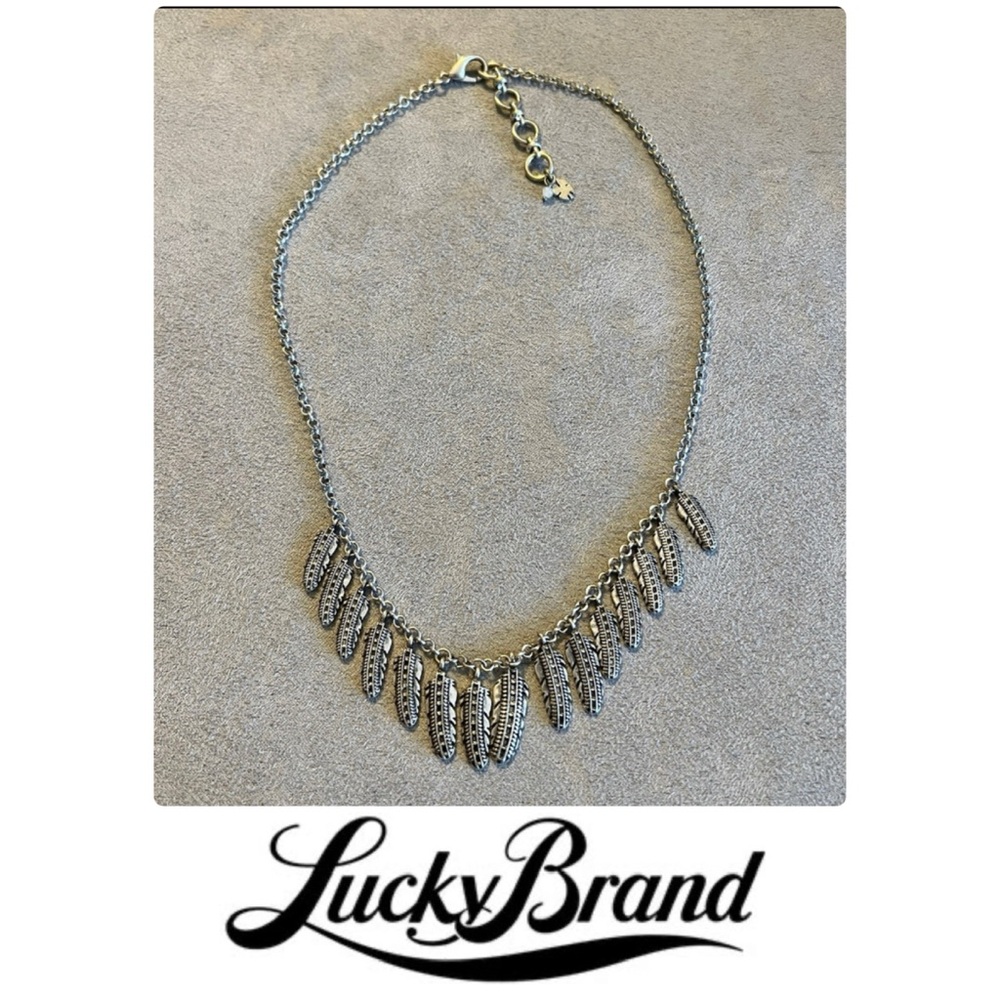 Lucky Brand Silver Feather Charm Necklace
